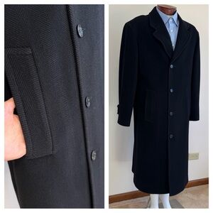 Movimento Angora Wool Herringbone Full Length Overcoat Topcoat Italy